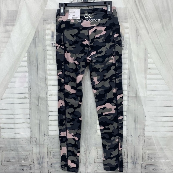 Calvin Klein Performance Leggings Size XS Camouflage Green High Waisted Tight - Picture 7 of 9
